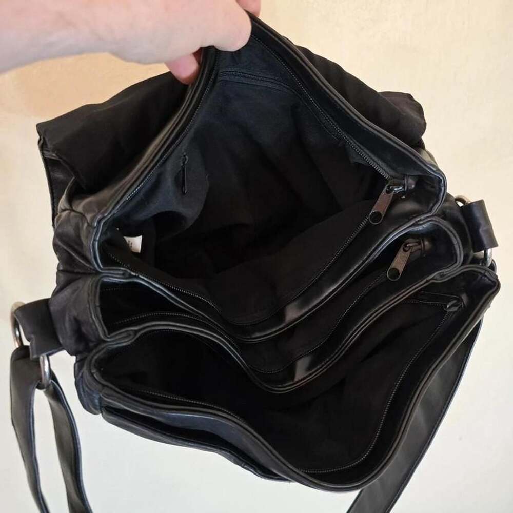 Accessories Custom Y2K Genuine Leather Patchwork Moto Shoulder Bag - Picture 7 of 8